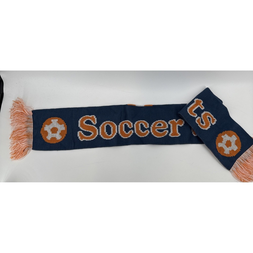 Orange and Gray Soccer Scarf With Frill At Ends Winter Wear 3 1/2 Feet Long